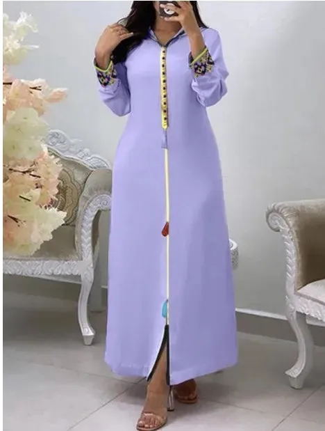 Getadme Dubai Hijab Women Dresses Embroidery Elegant Vintage Long Sleeve Muslim Abaya Islam Turkey Long Dress Kaftan Jellaba Moroccan