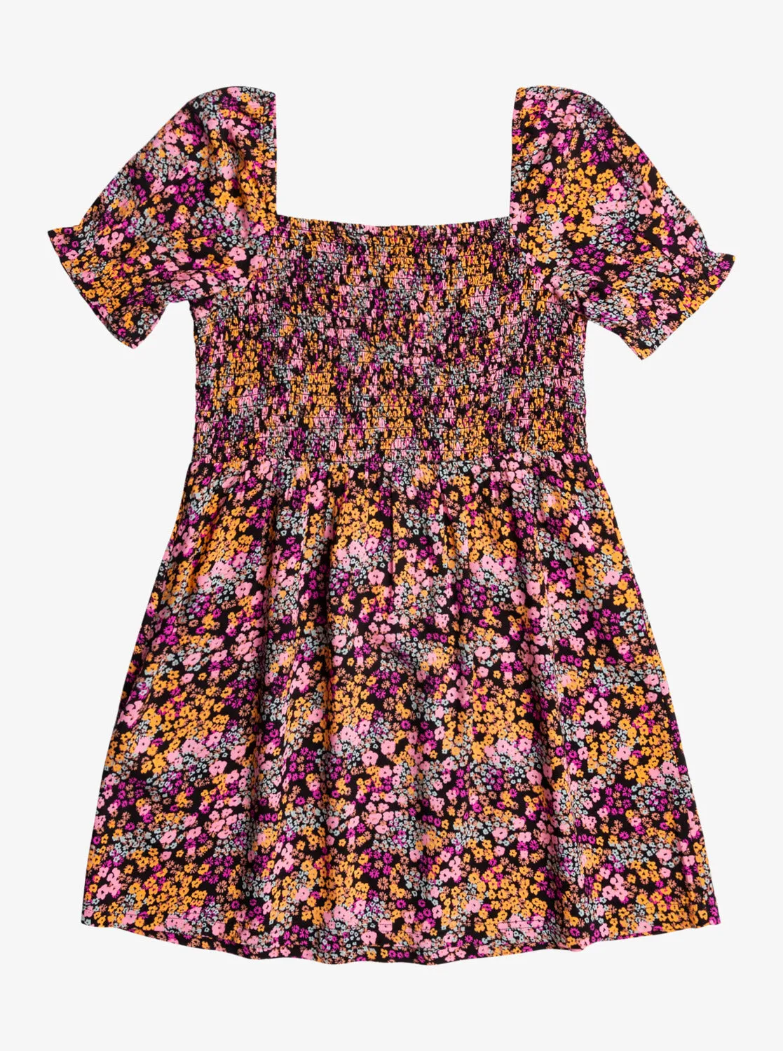 Girls 4-16 Free The Animal Short Sleeve Dress - Anthracite Floral Daze