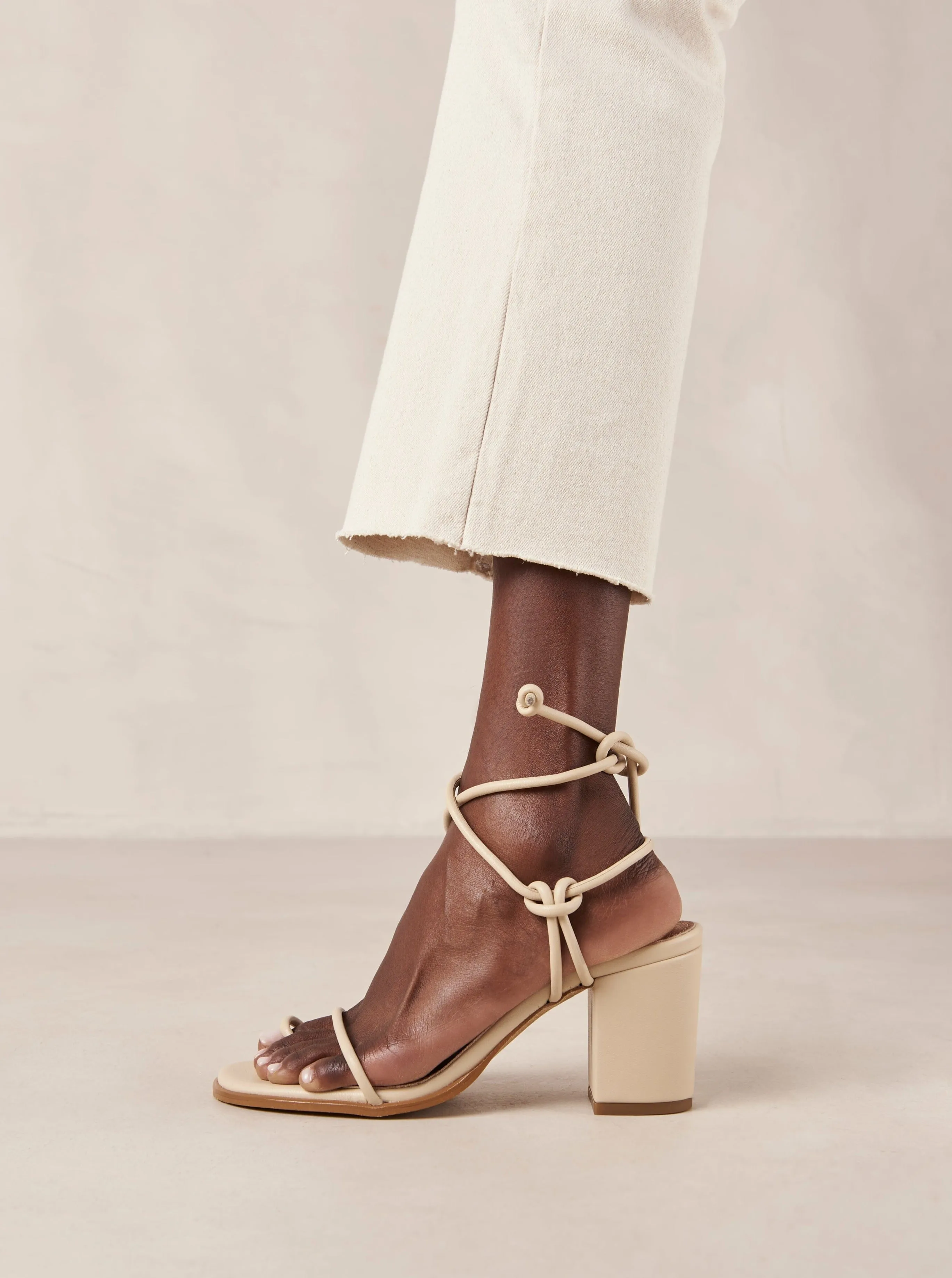 Grace Corn Cream Vegan Leather Sandals