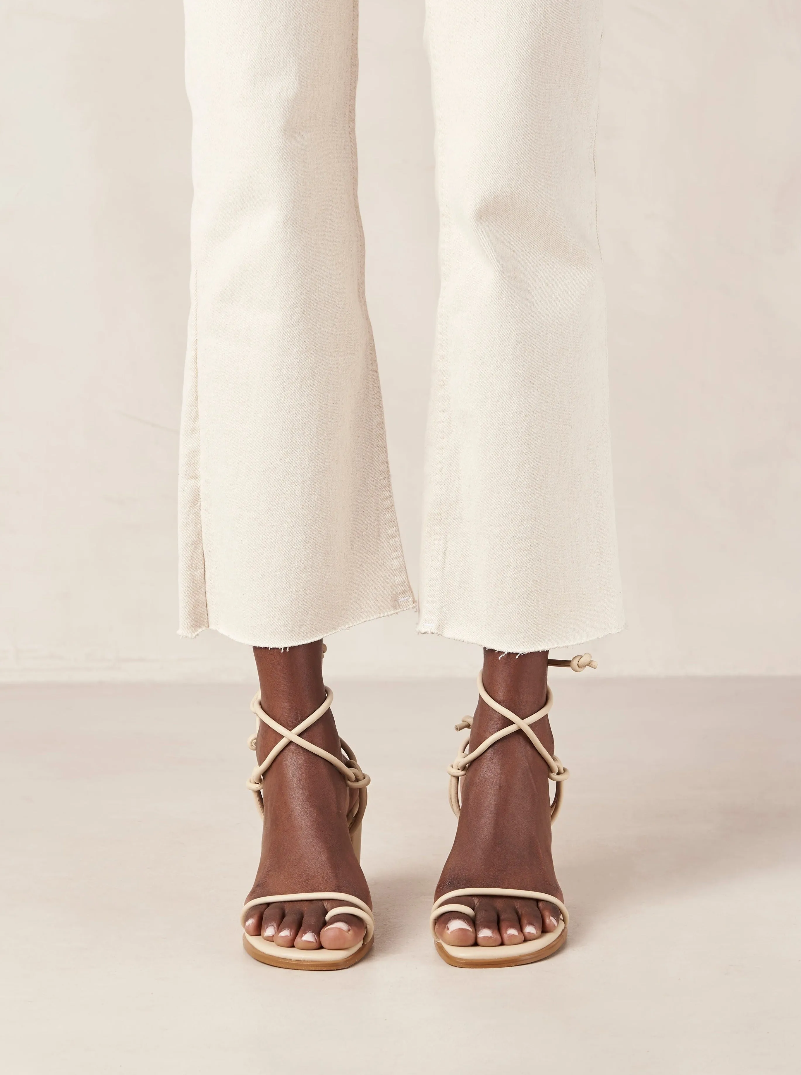 Grace Corn Cream Vegan Leather Sandals