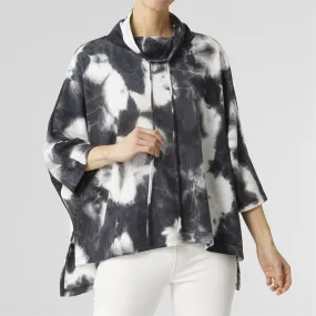 Gretta Oversized Tie Dye Cowl Neck Top - Black/White