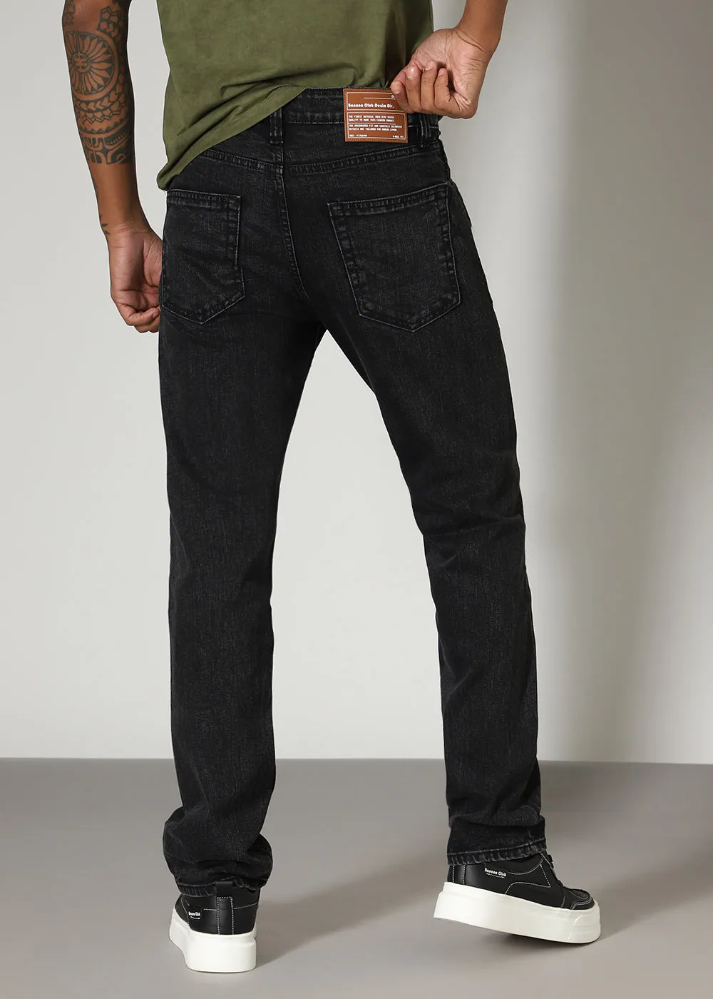 Grunge Black Straight Fit Denim