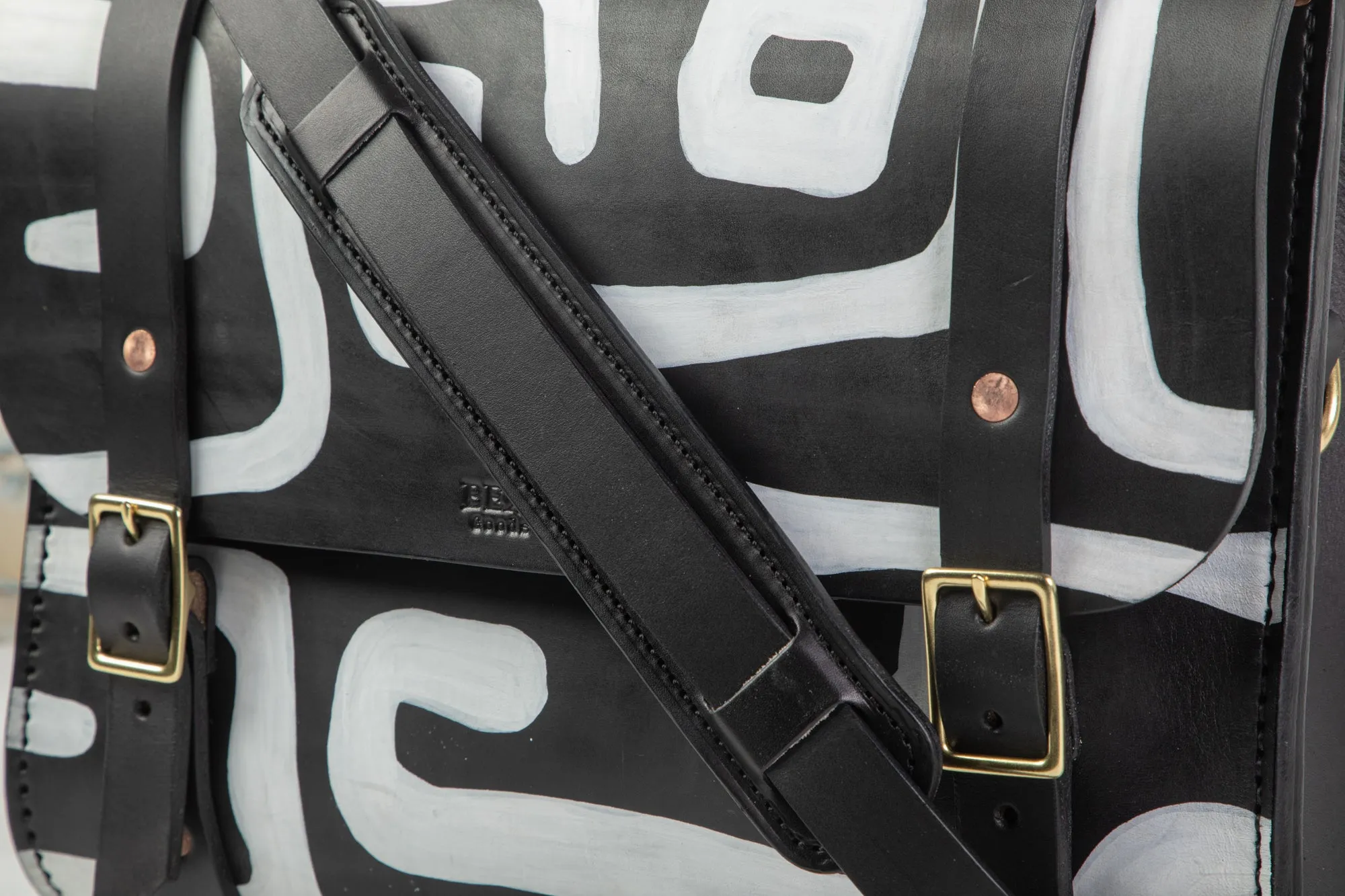 Hand Painted Porter Satchel // Black