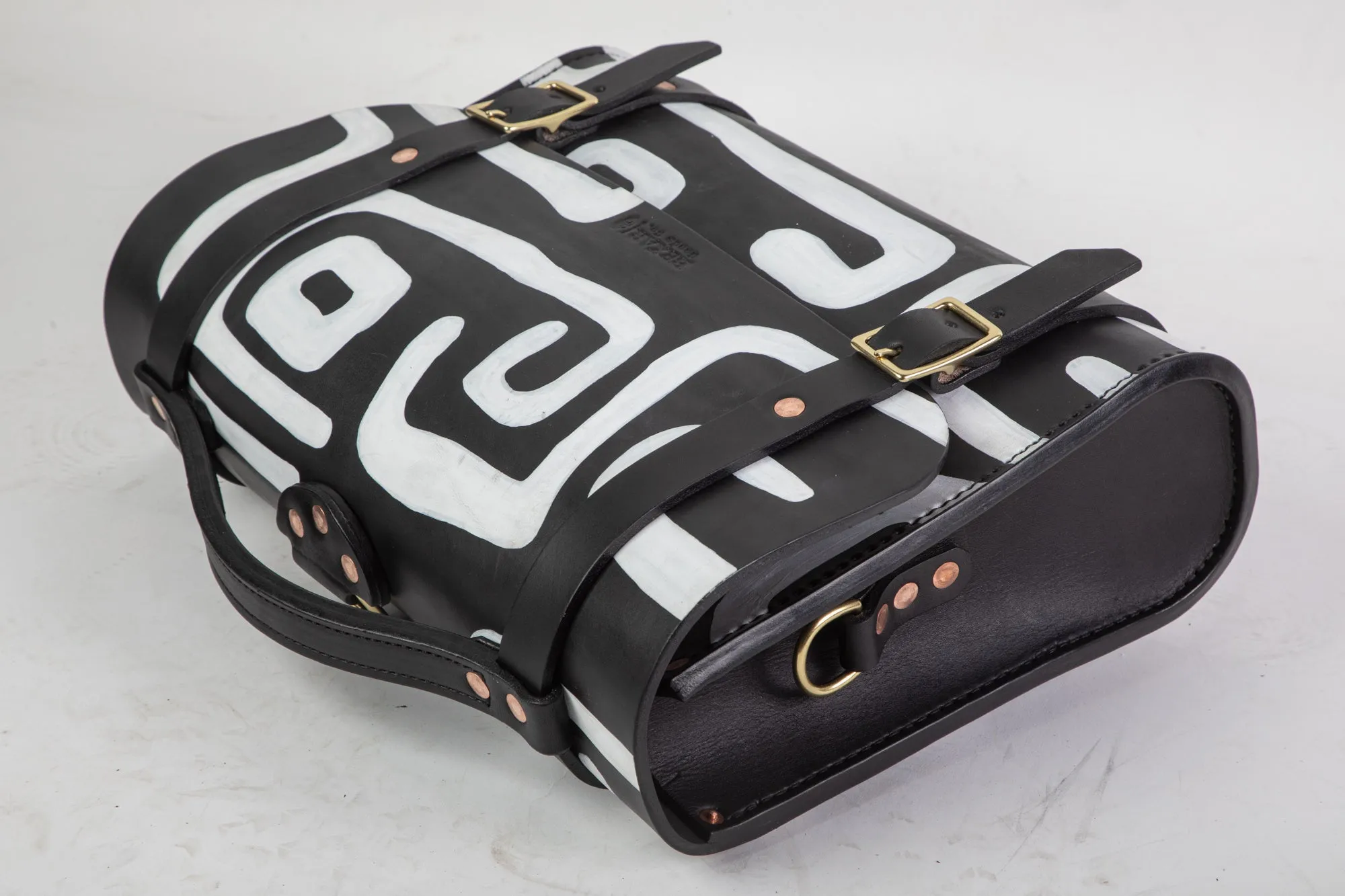 Hand Painted Porter Satchel // Black