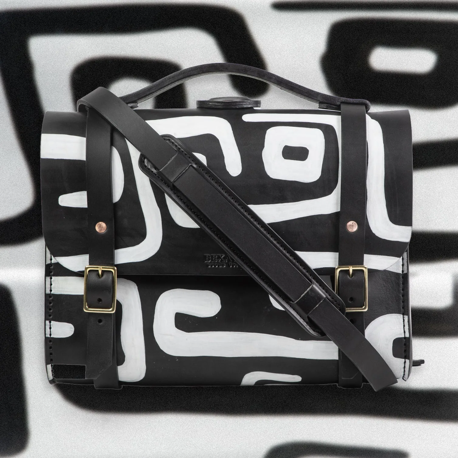 Hand Painted Porter Satchel // Black