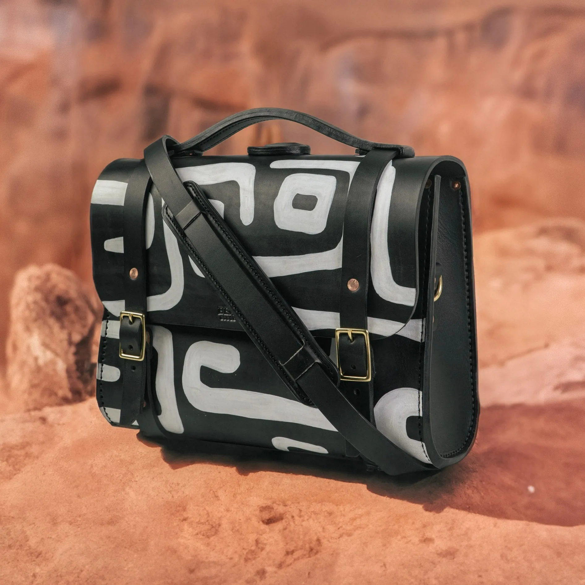 Hand Painted Porter Satchel // Black