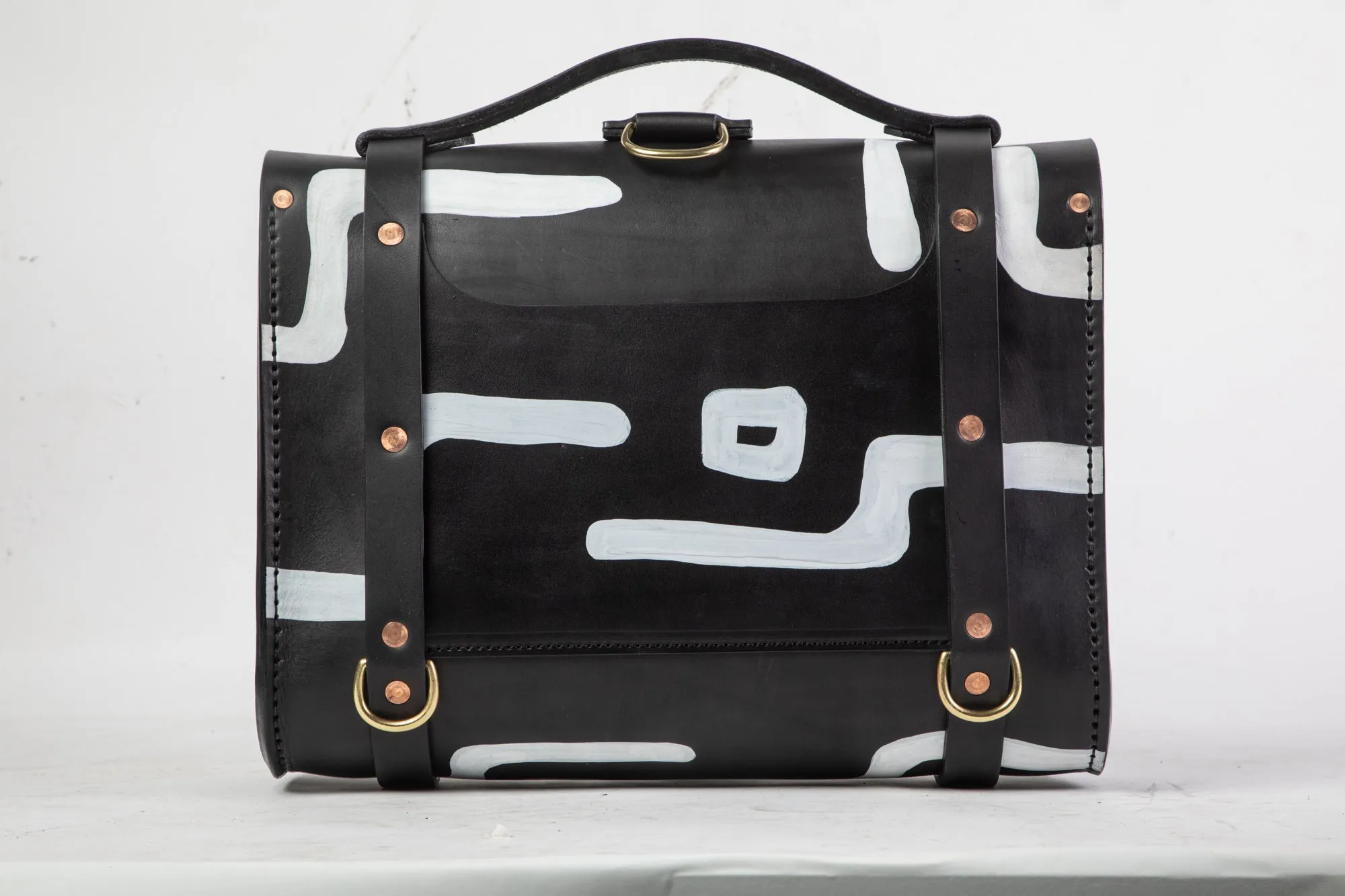 Hand Painted Porter Satchel // Black