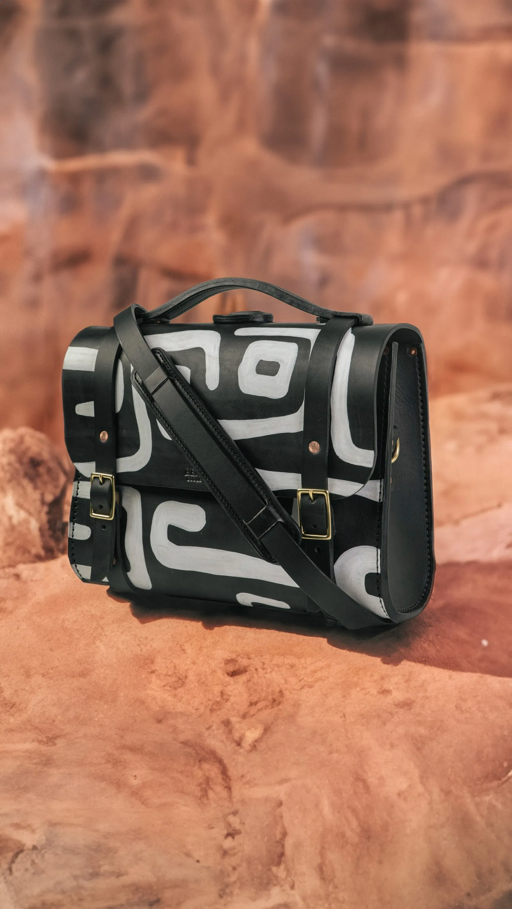 Hand Painted Porter Satchel // Black