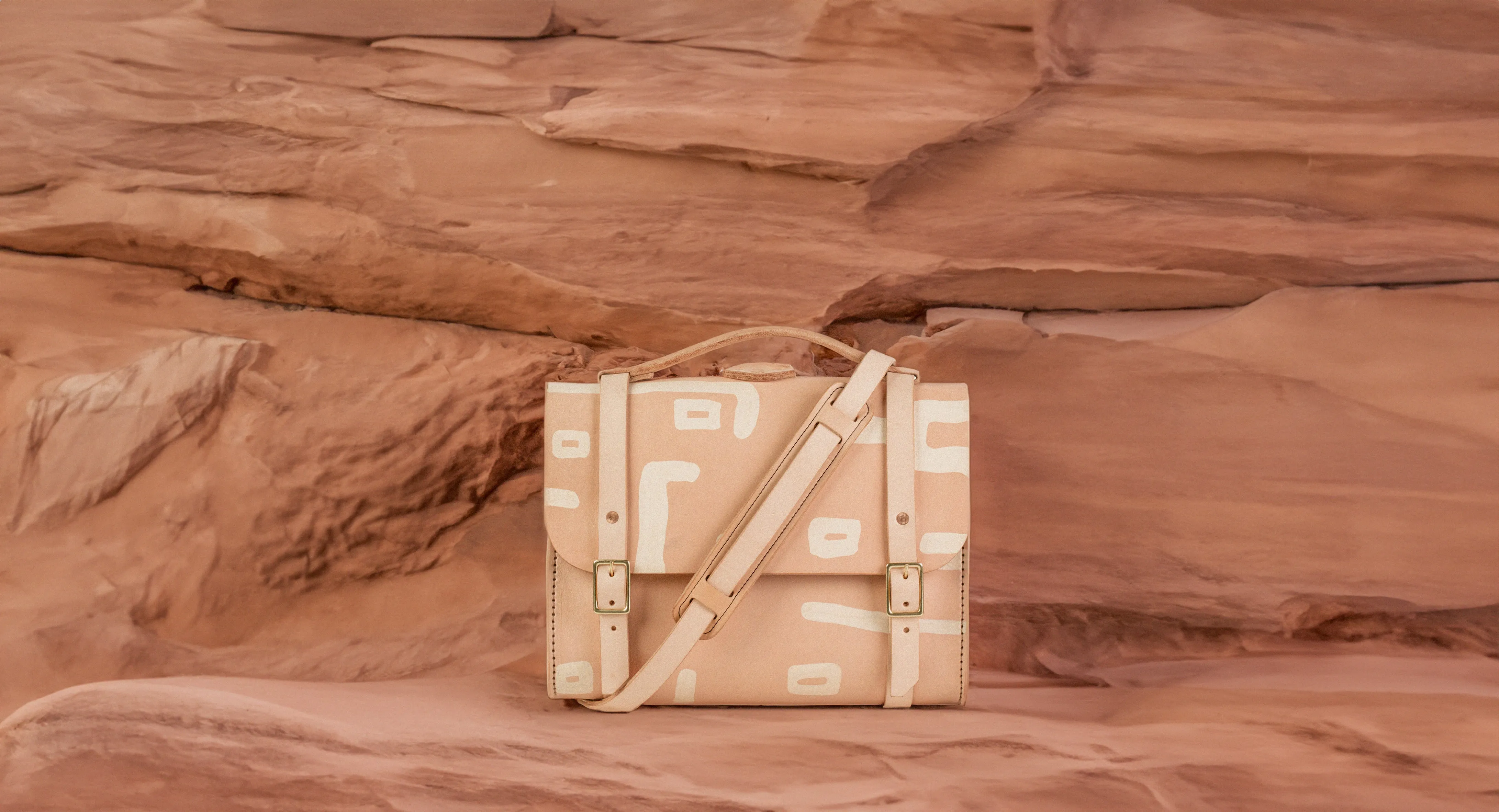 Hand Painted Porter Satchel // Natural