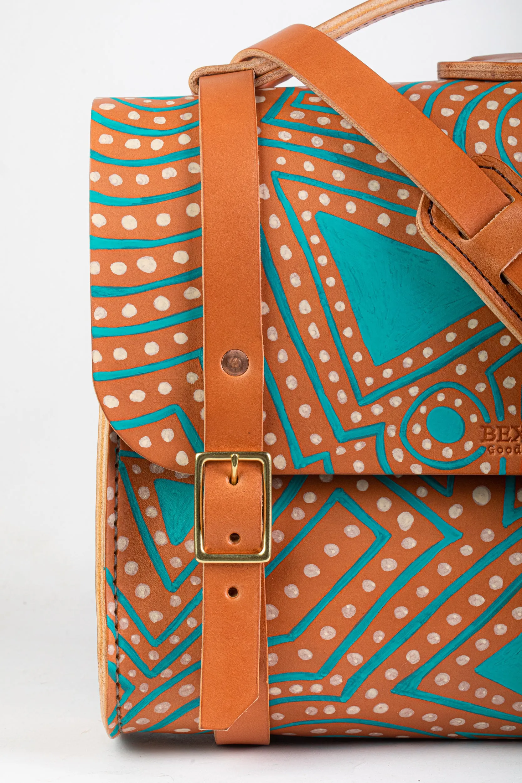 Hand Painted Porter Satchel // Tan