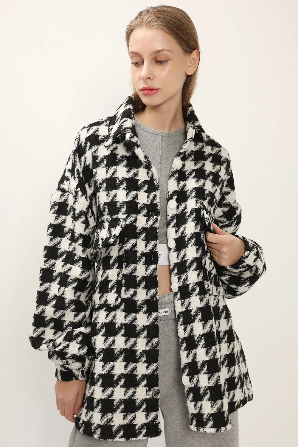 Hannah Houndstooth Shirt Jacket