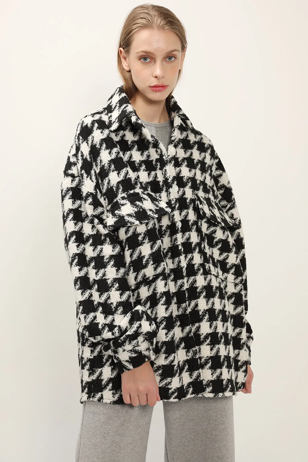 Hannah Houndstooth Shirt Jacket