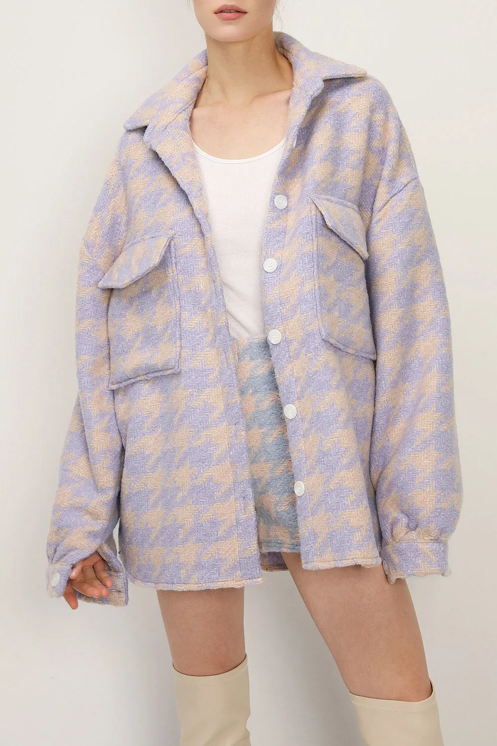 Hannah Houndstooth Shirt Jacket