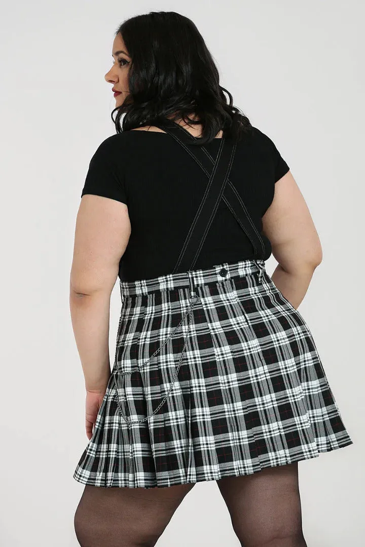 Hell Bunny Vernon Pinafore Dress in Black and White Tartan Grunge Inspired