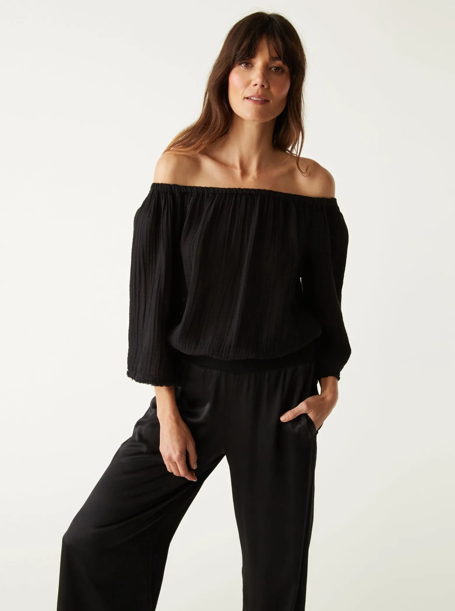 Isabel Convertible Gauze Top - Black