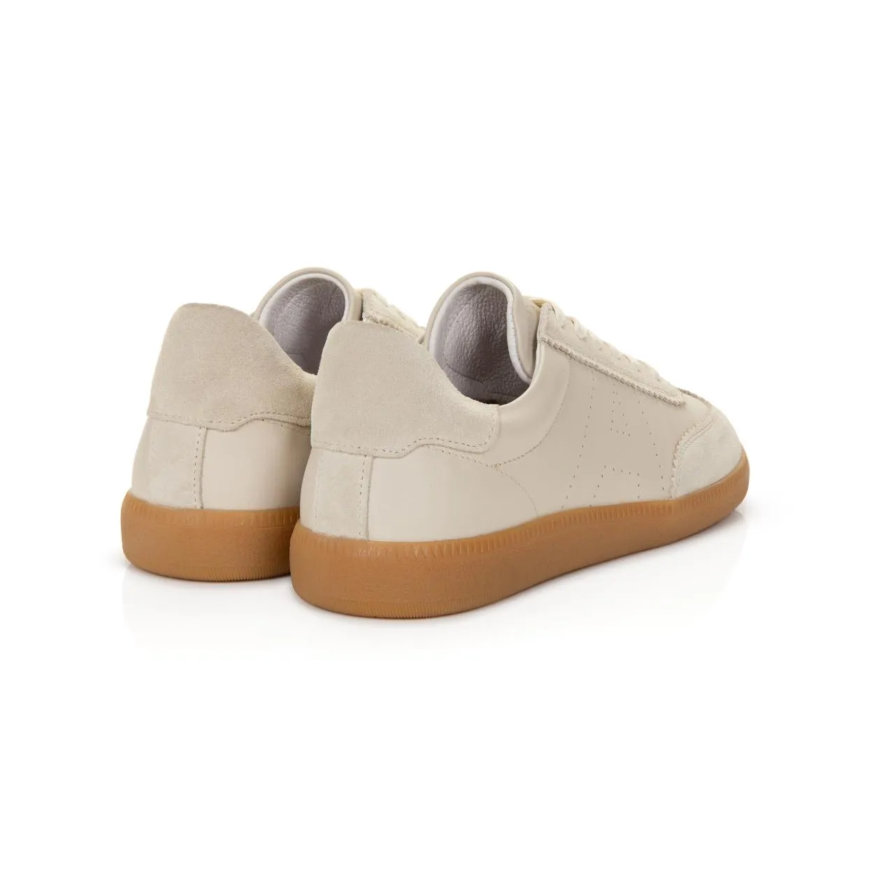 Isla: Beige Leather & Suede Trainers