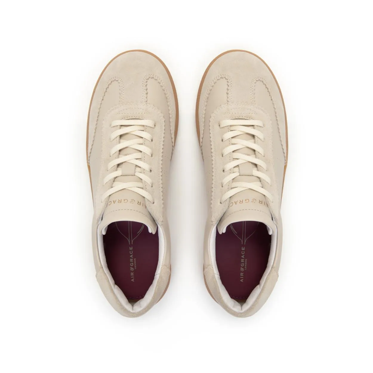 Isla: Beige Leather & Suede Trainers