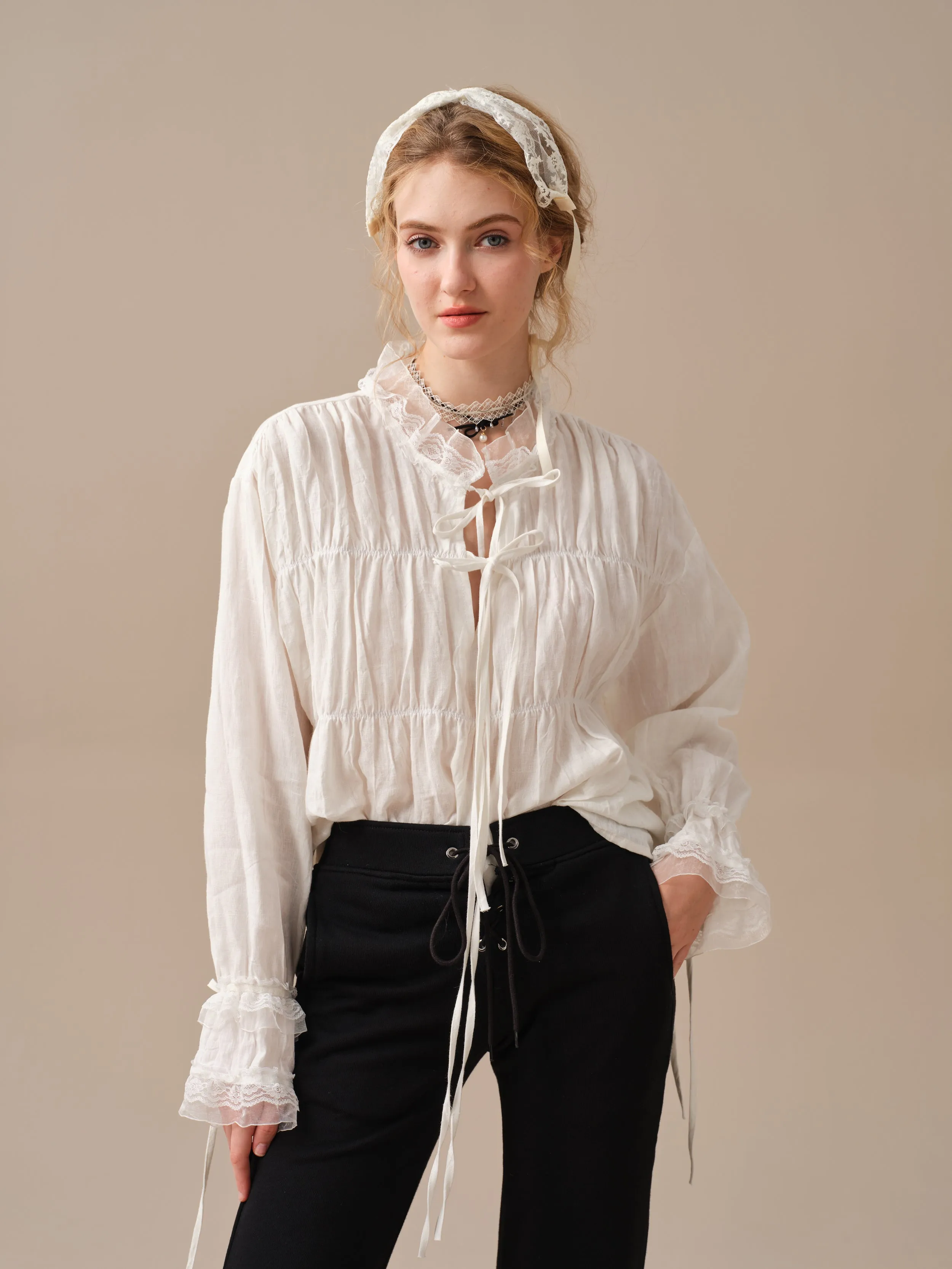 JENNIFER 33 | victorian linen blouse with lace