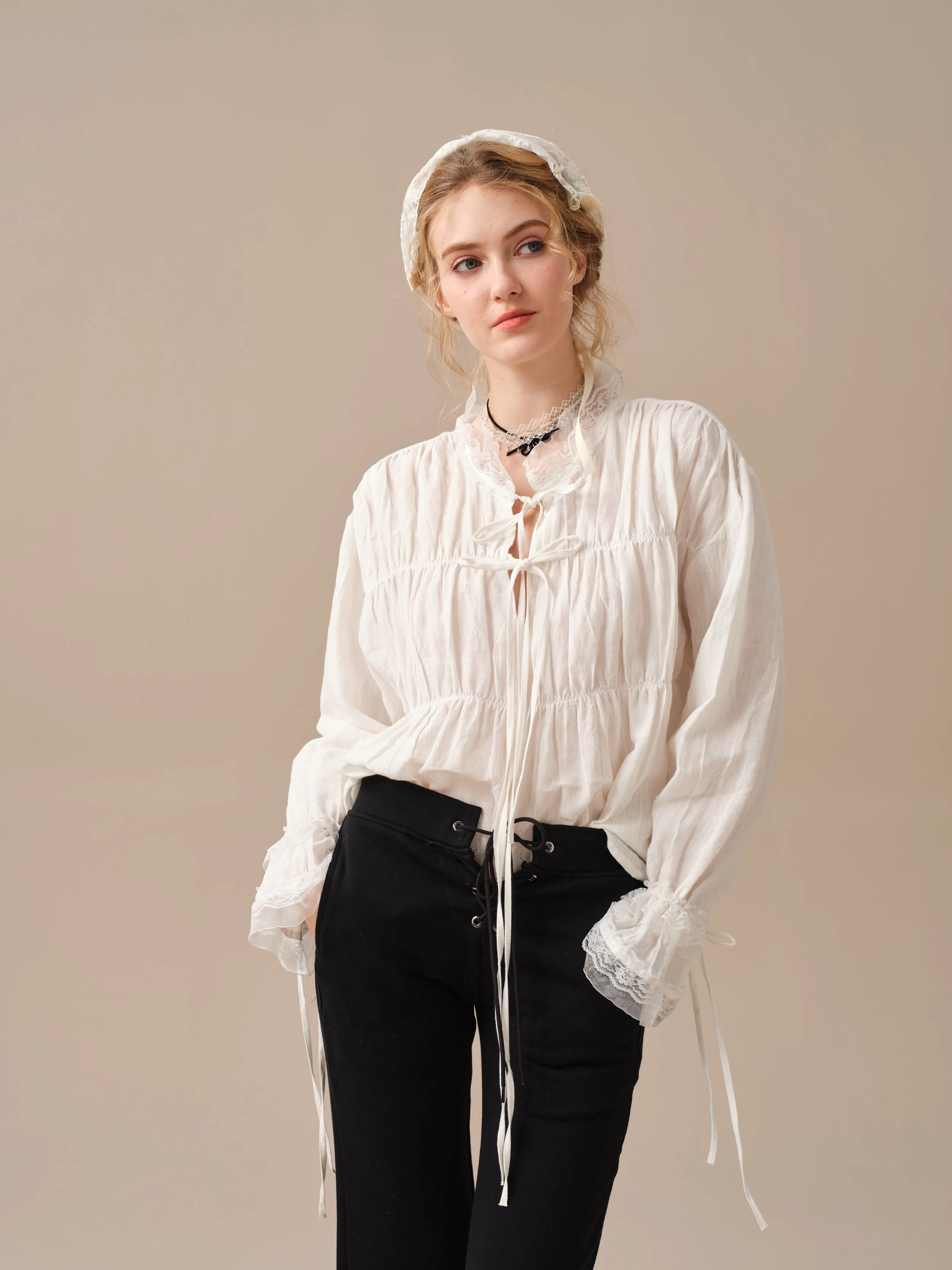 JENNIFER 33 | victorian linen blouse with lace