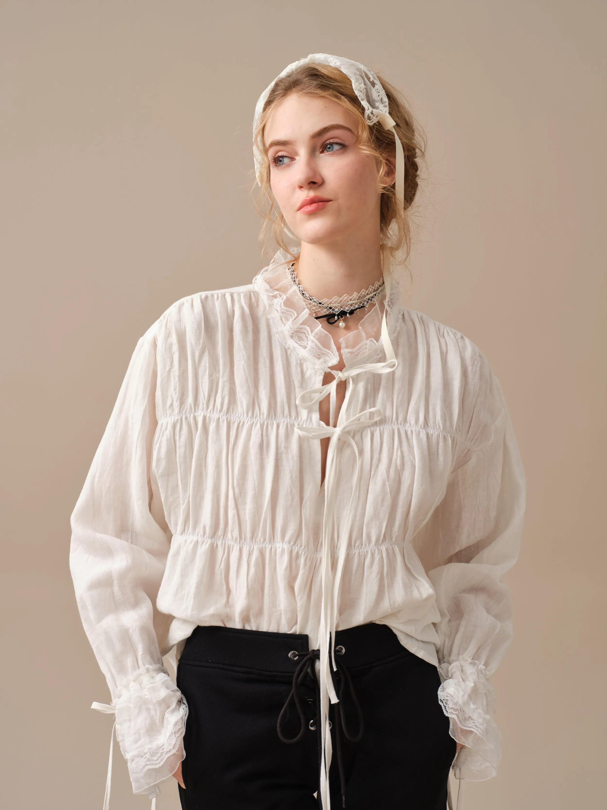 JENNIFER 33 | victorian linen blouse with lace