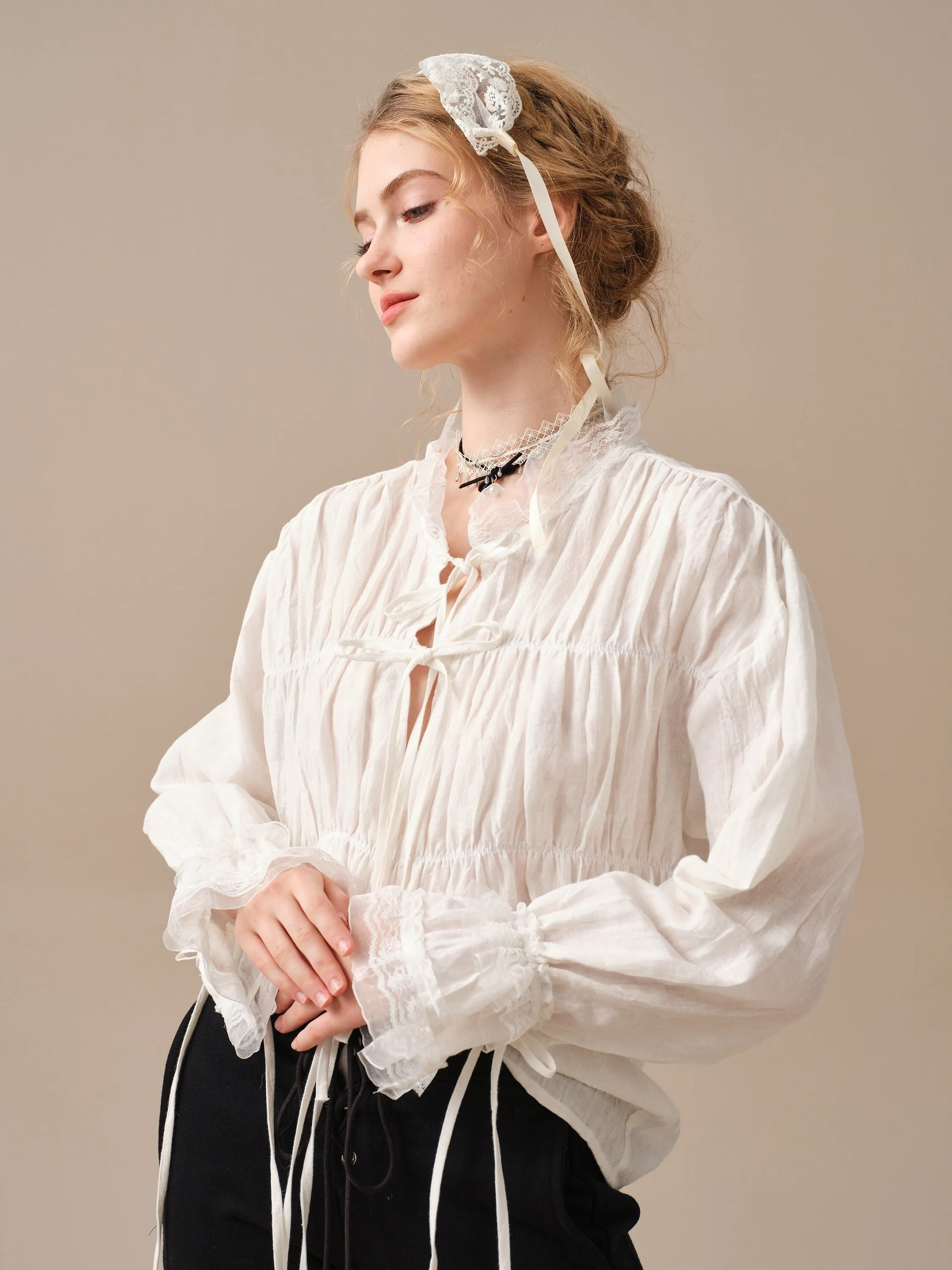 JENNIFER 33 | victorian linen blouse with lace