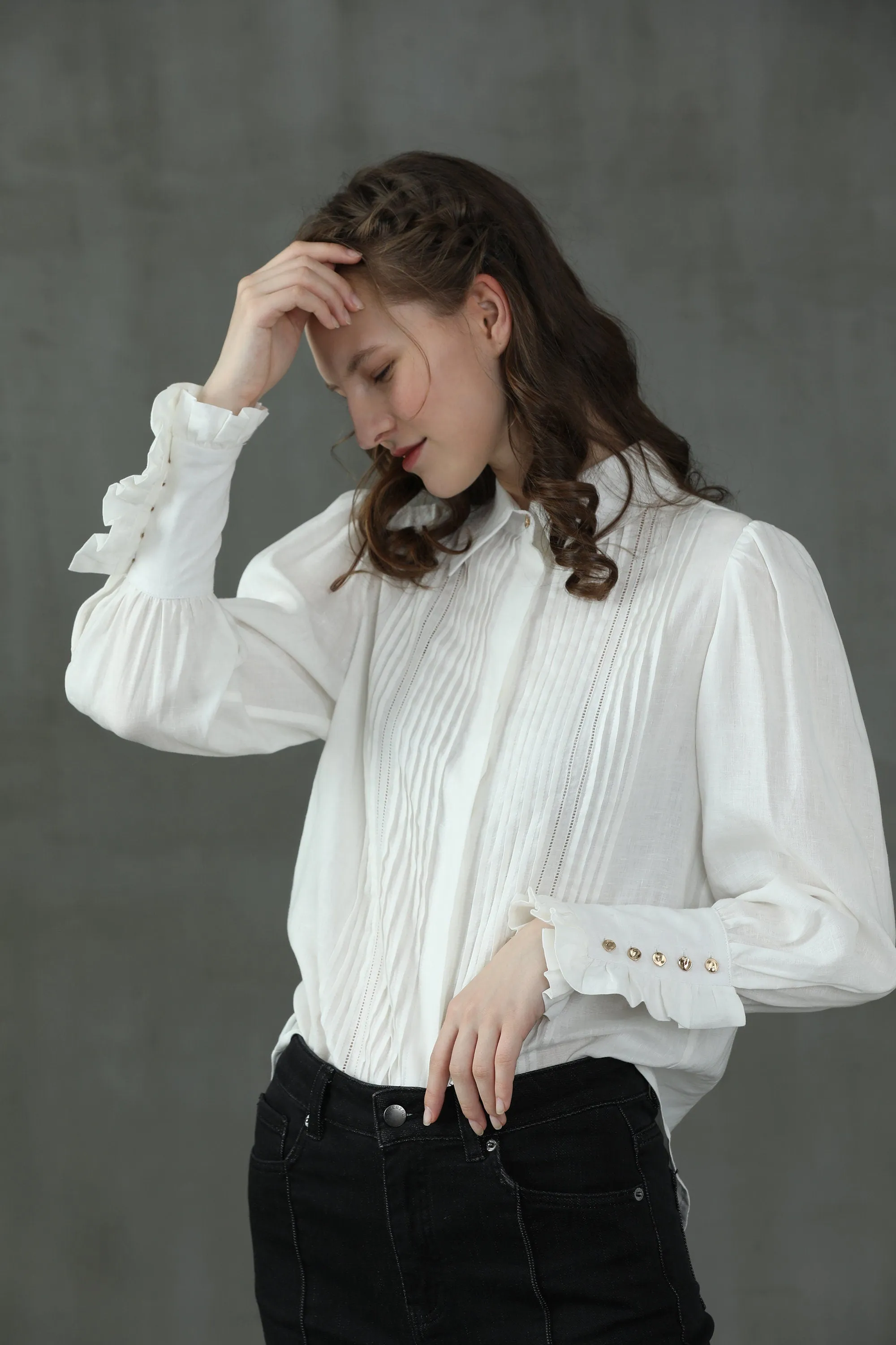 Jo March 31 | Accordion Pleated Linen Shirt