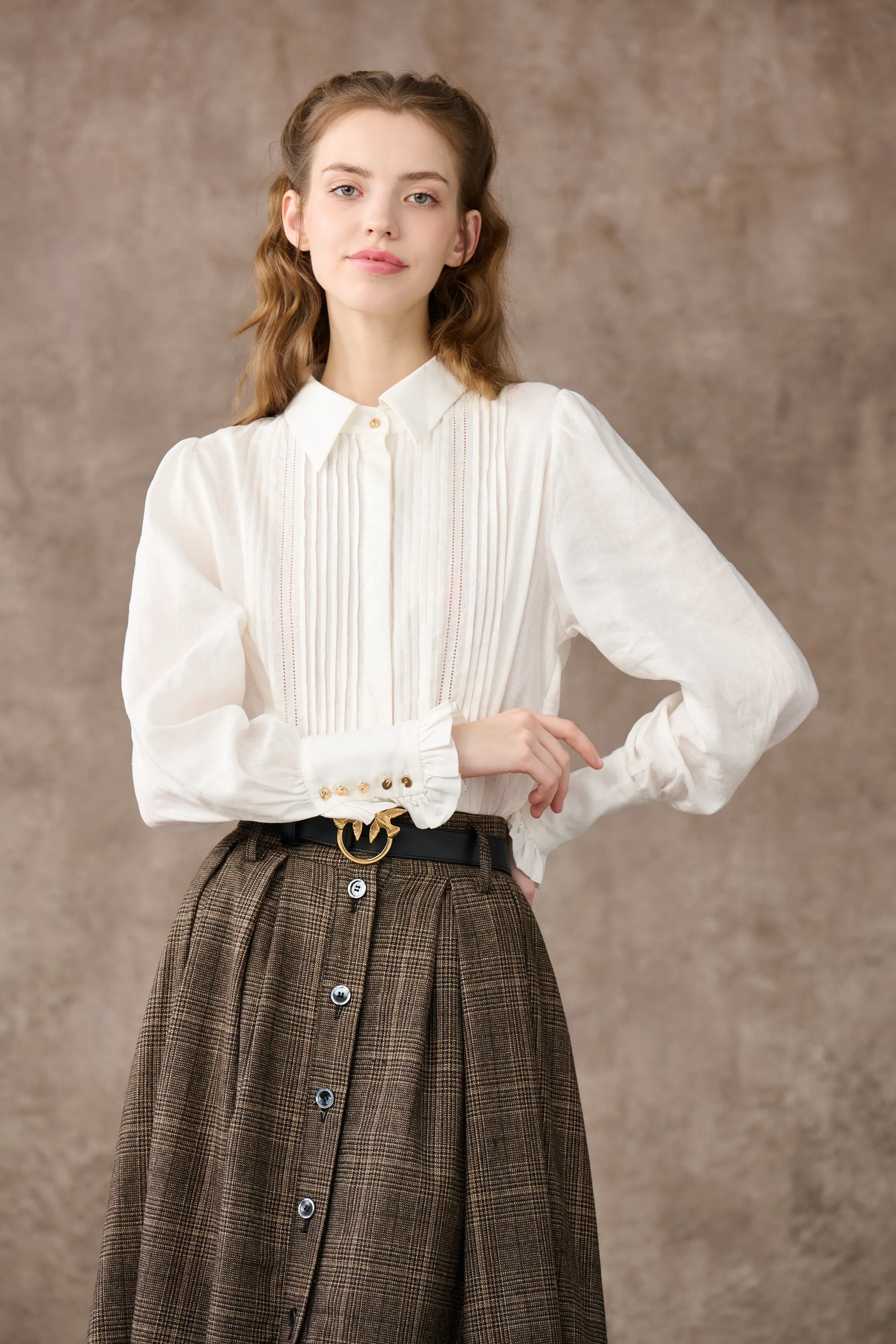 Jo March 31 | Accordion Pleated Linen Shirt