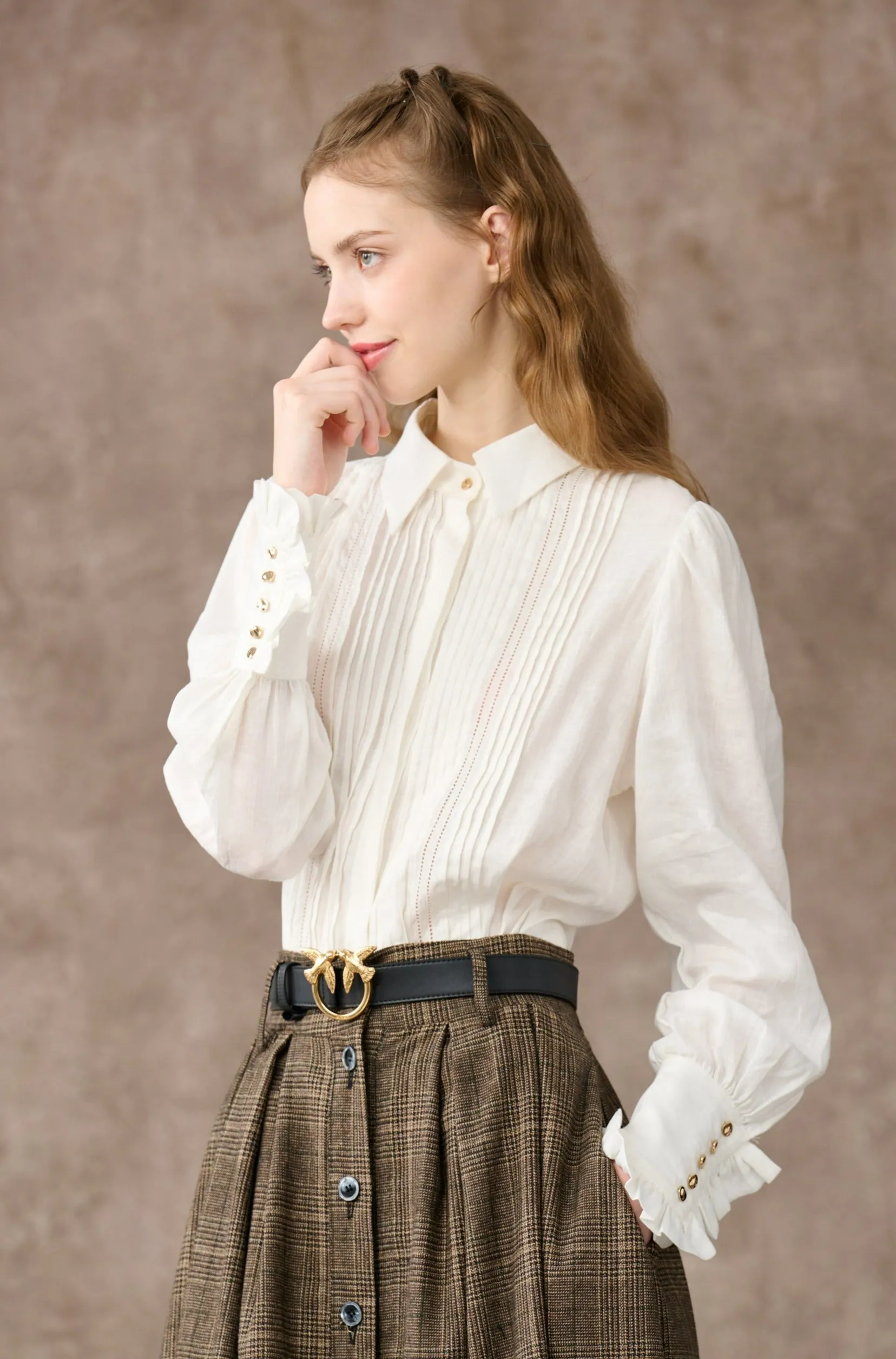 Jo March 31 | Accordion Pleated Linen Shirt