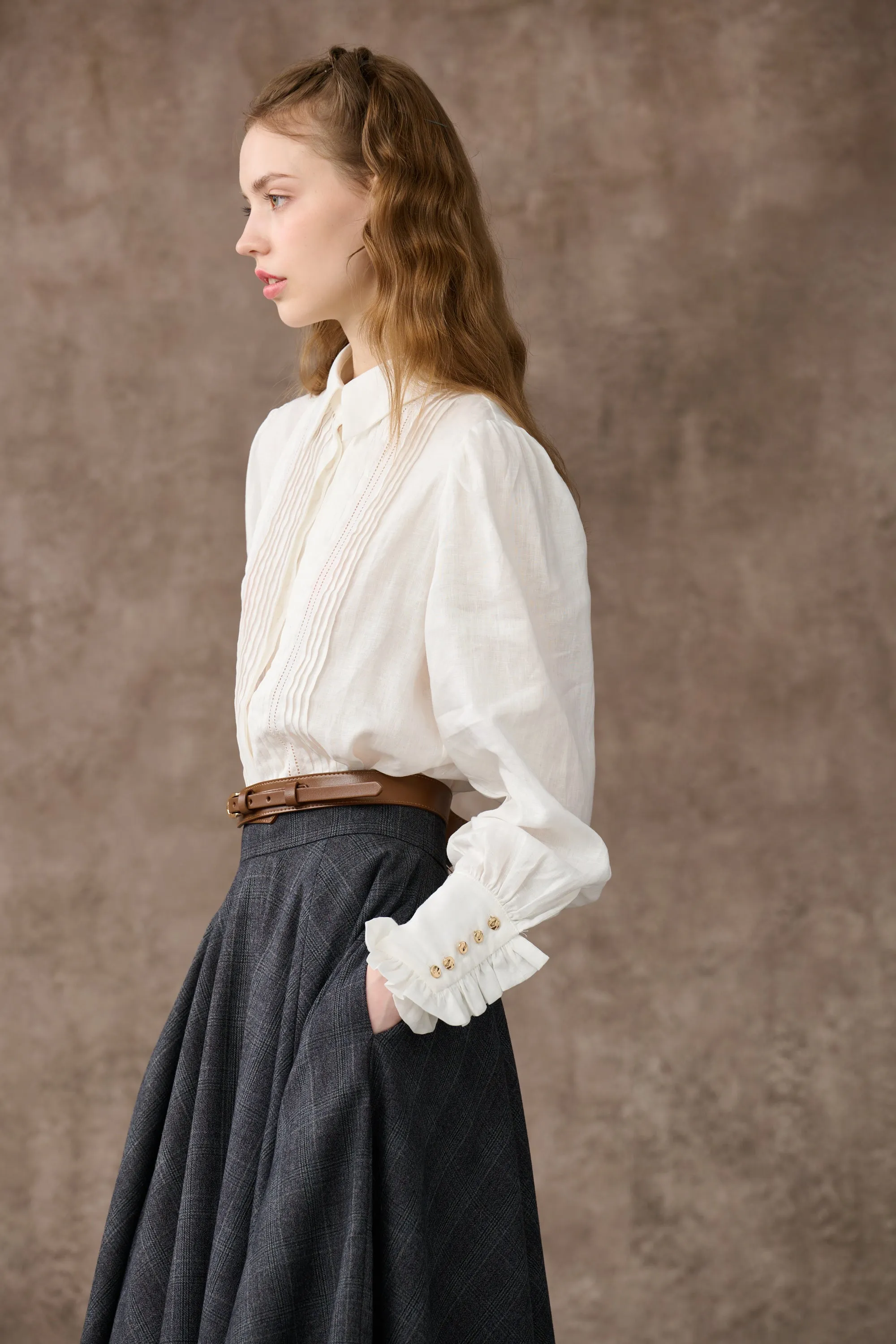 Jo March 31 | Accordion Pleated Linen Shirt