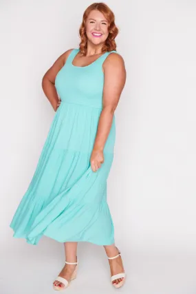 Krystie Sea Green Shirred Dress