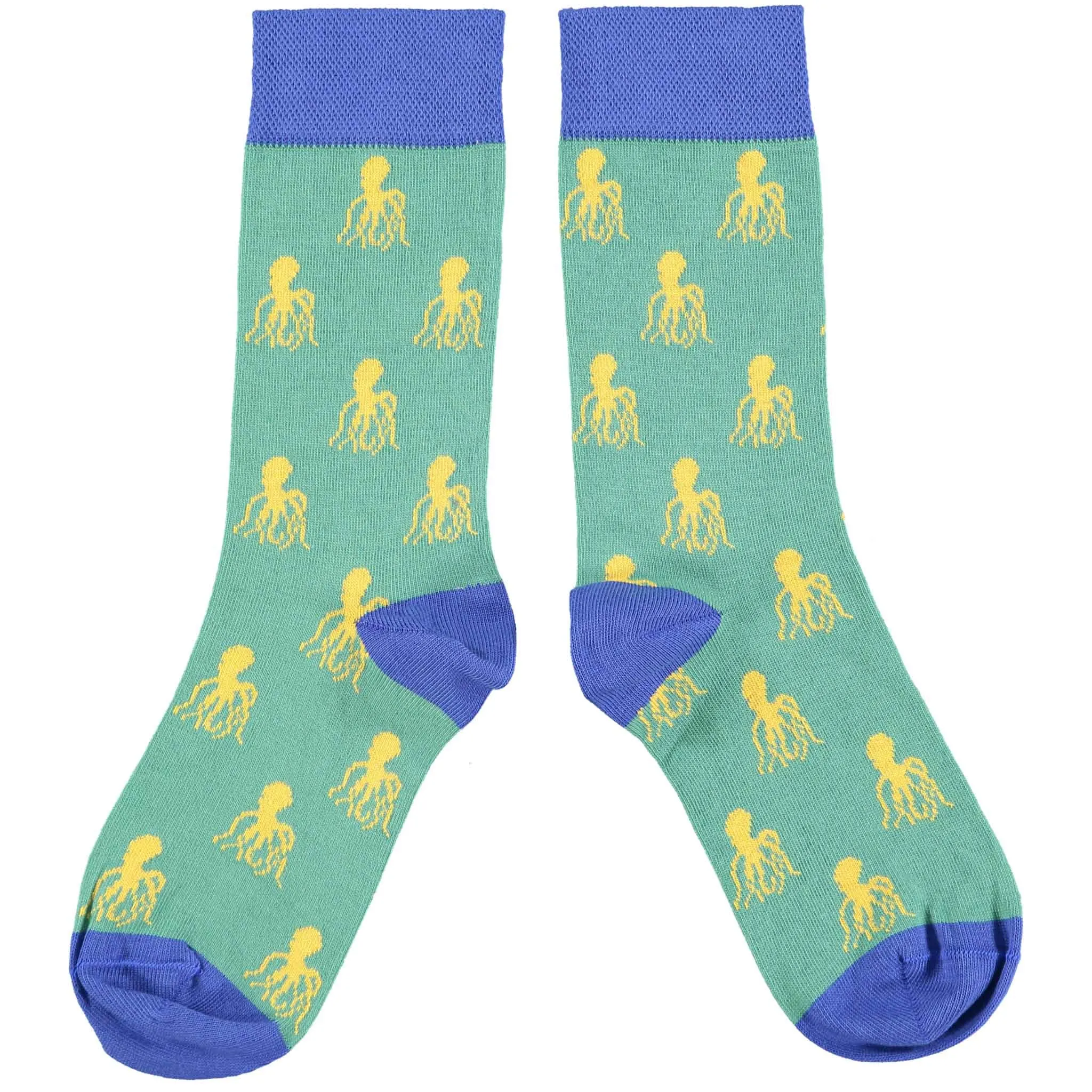 Ladies Jade & Blue Octopus Organic Cotton Ankle Socks