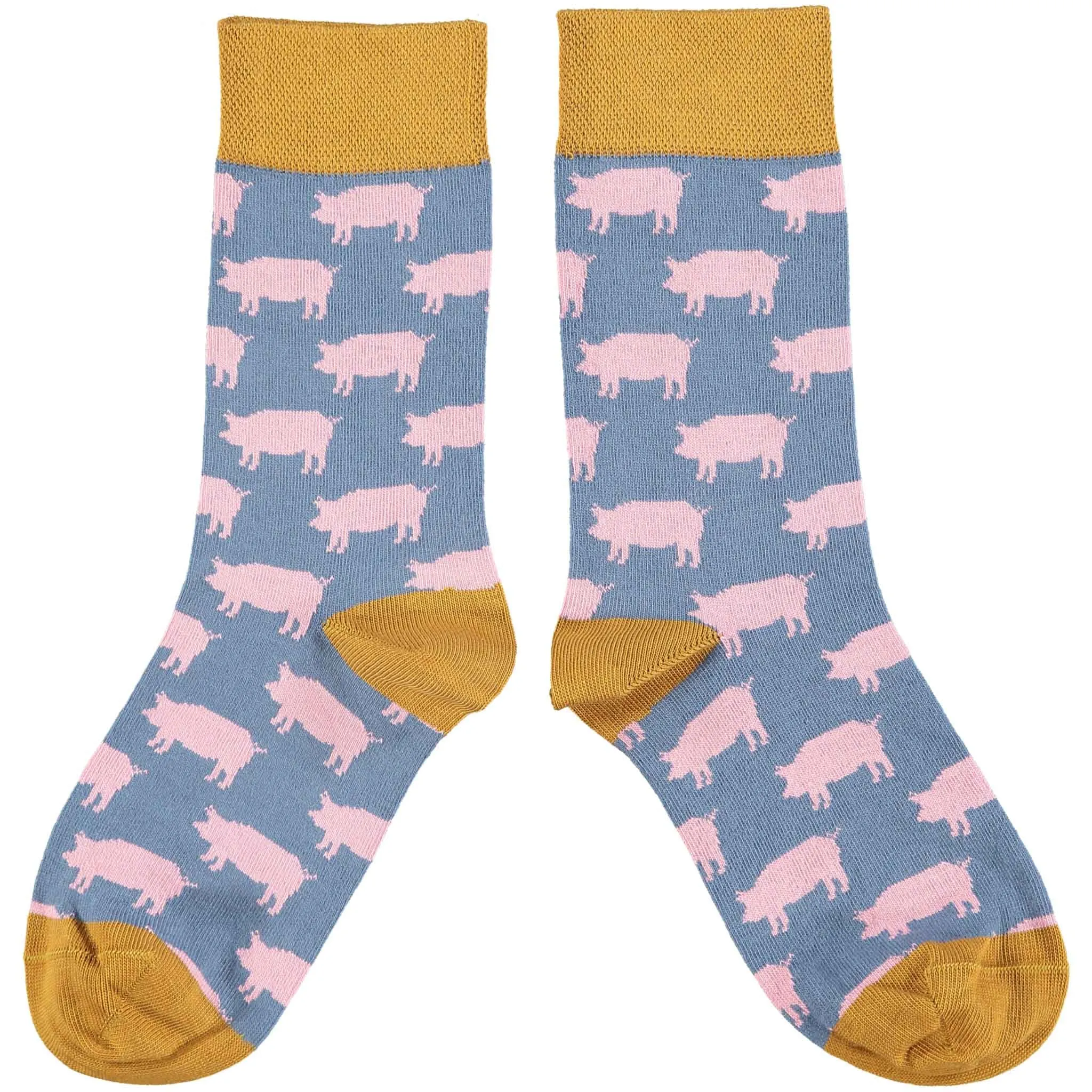 Ladies Smoky Blue & Ginger Pig Organic Cotton Ankle Sock