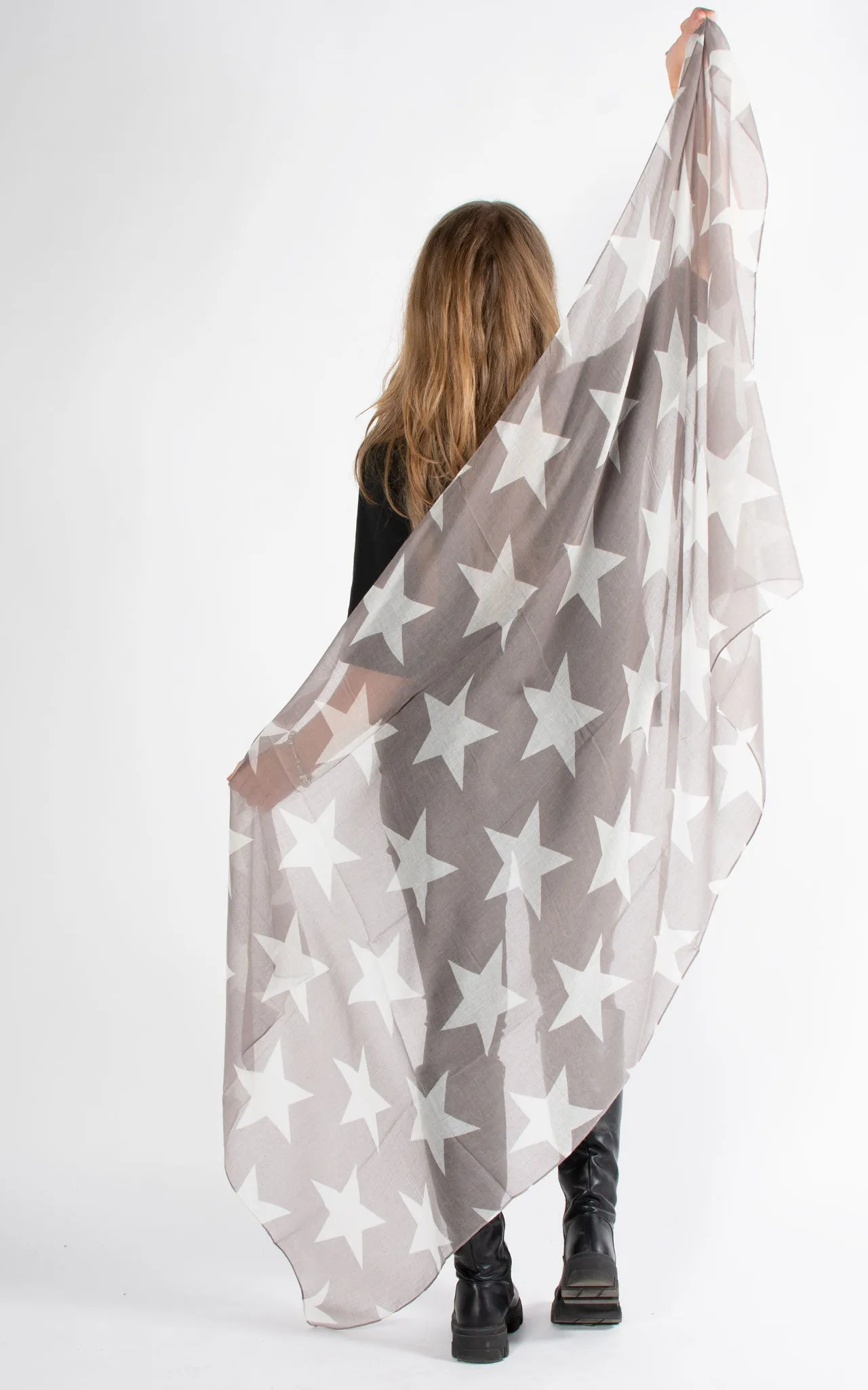 Large Star Print Scarf | Grey