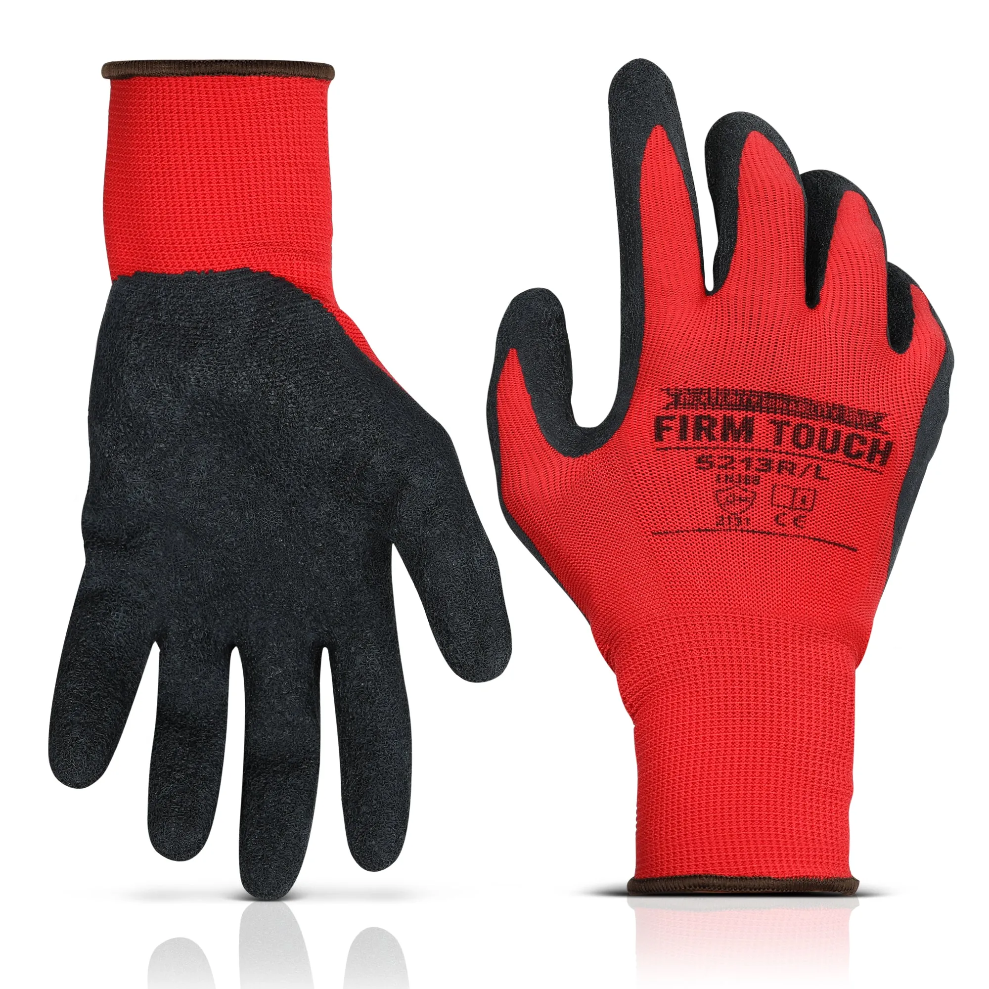 Latex Coated Work Gloves - Red/Black - 1 Pair