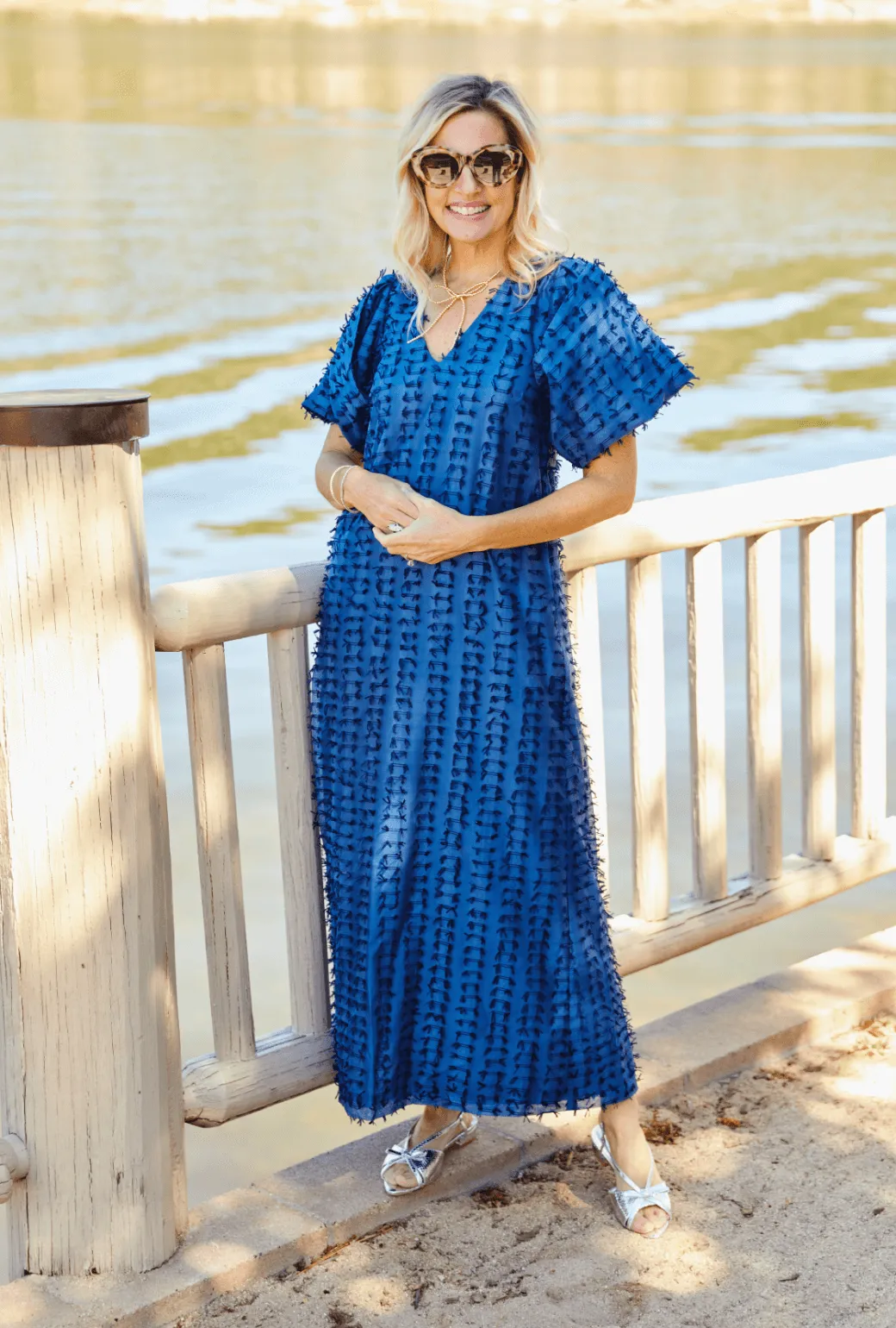 Le V Kaftan  - Navy Bows