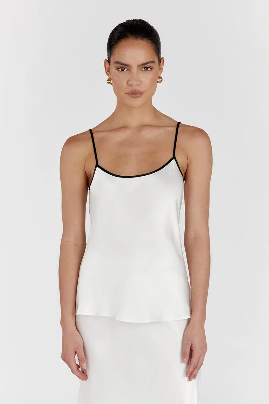 LETTY WHITE SATIN CONTRAST CAMI