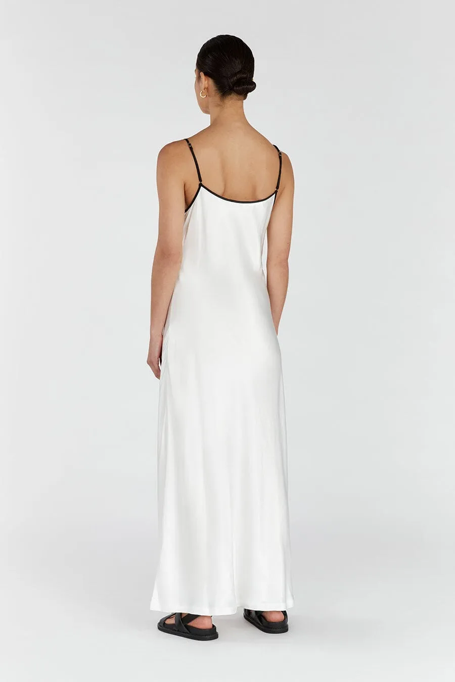 LETTY WHITE SATIN CONTRAST DRESS