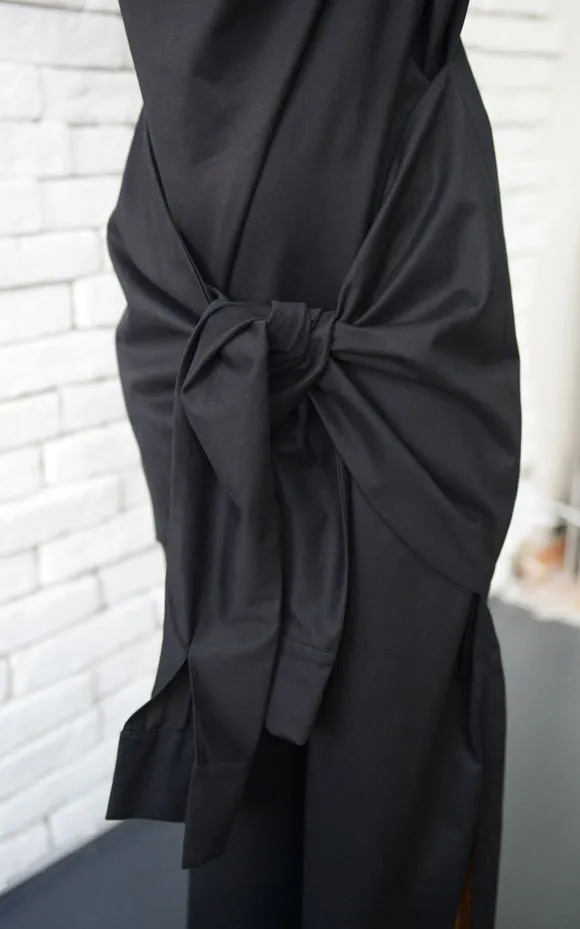 Long Black Dress With Fron Tie