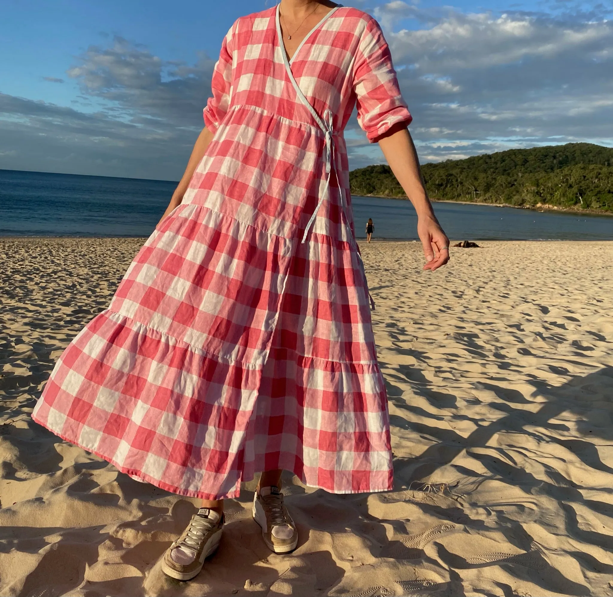 Maddie Dress - Pink Check Linen SALE