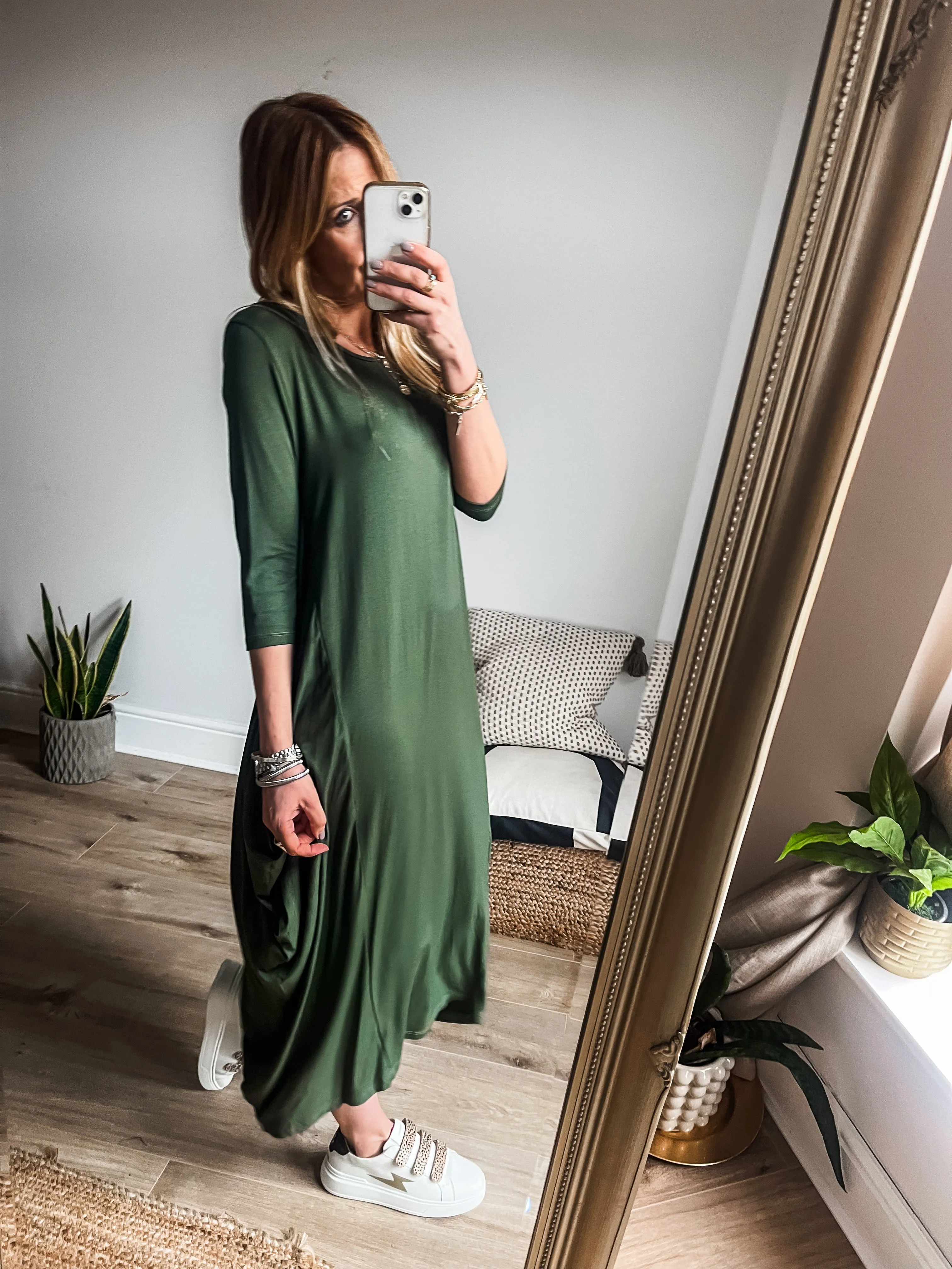 Magic Maxi - Cropped Sleeve Jersey Drape Dress