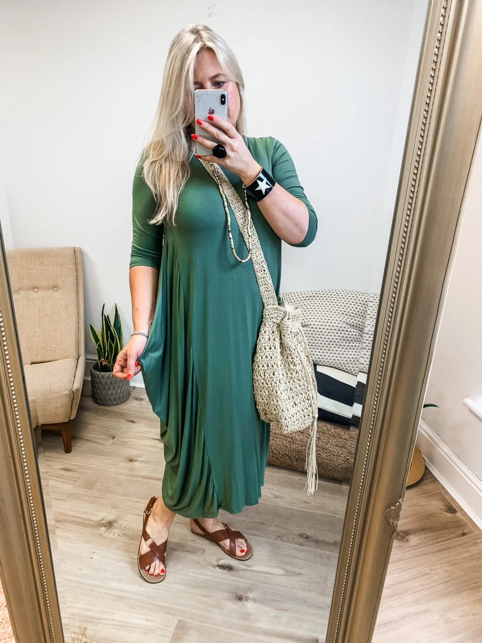 Magic Maxi - Cropped Sleeve Jersey Drape Dress