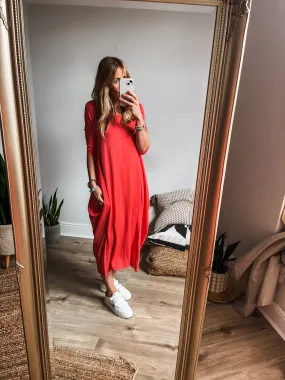 Magic Maxi - Cropped Sleeve Jersey Drape Dress