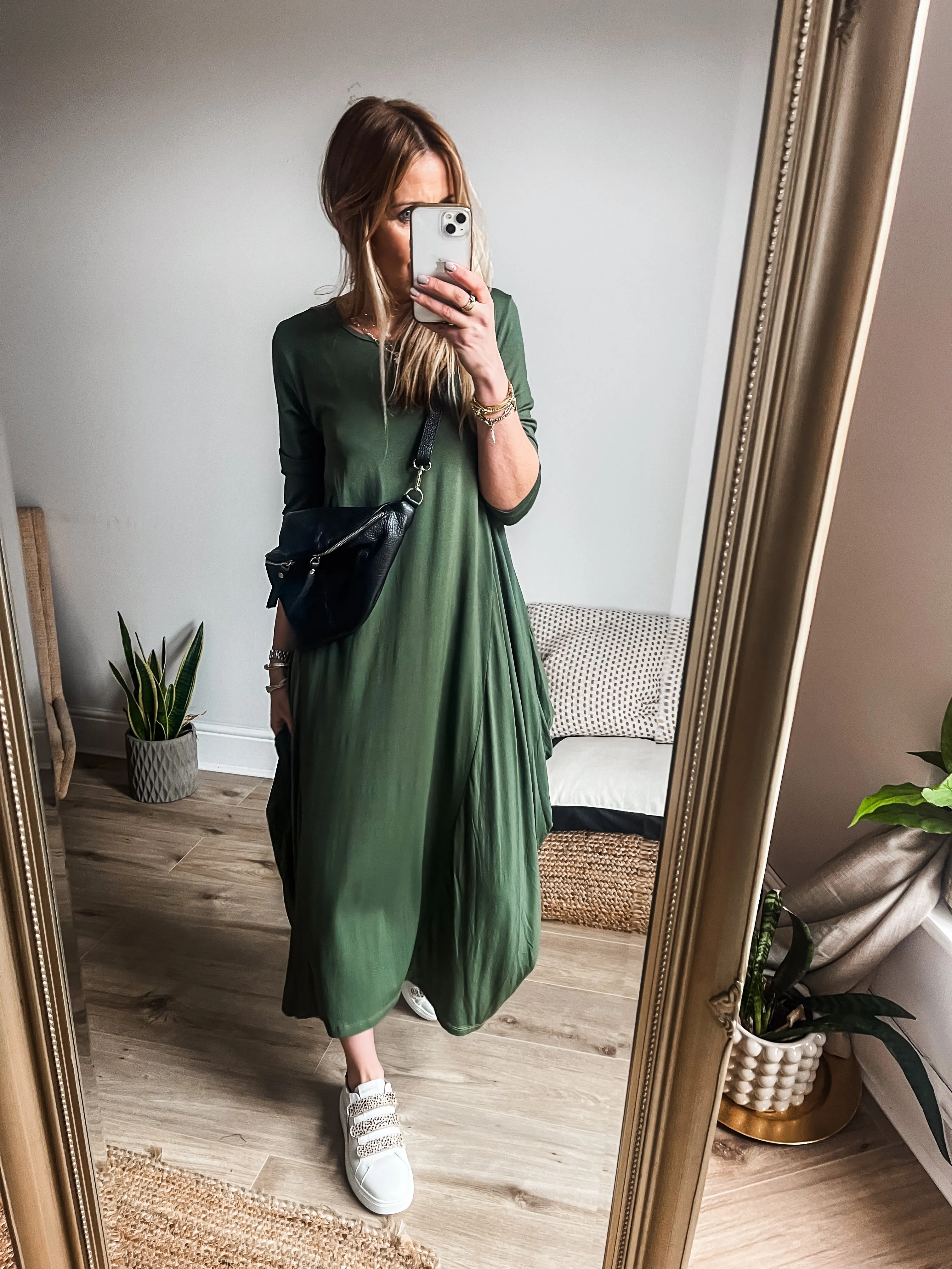 Magic Maxi - Cropped Sleeve Jersey Drape Dress