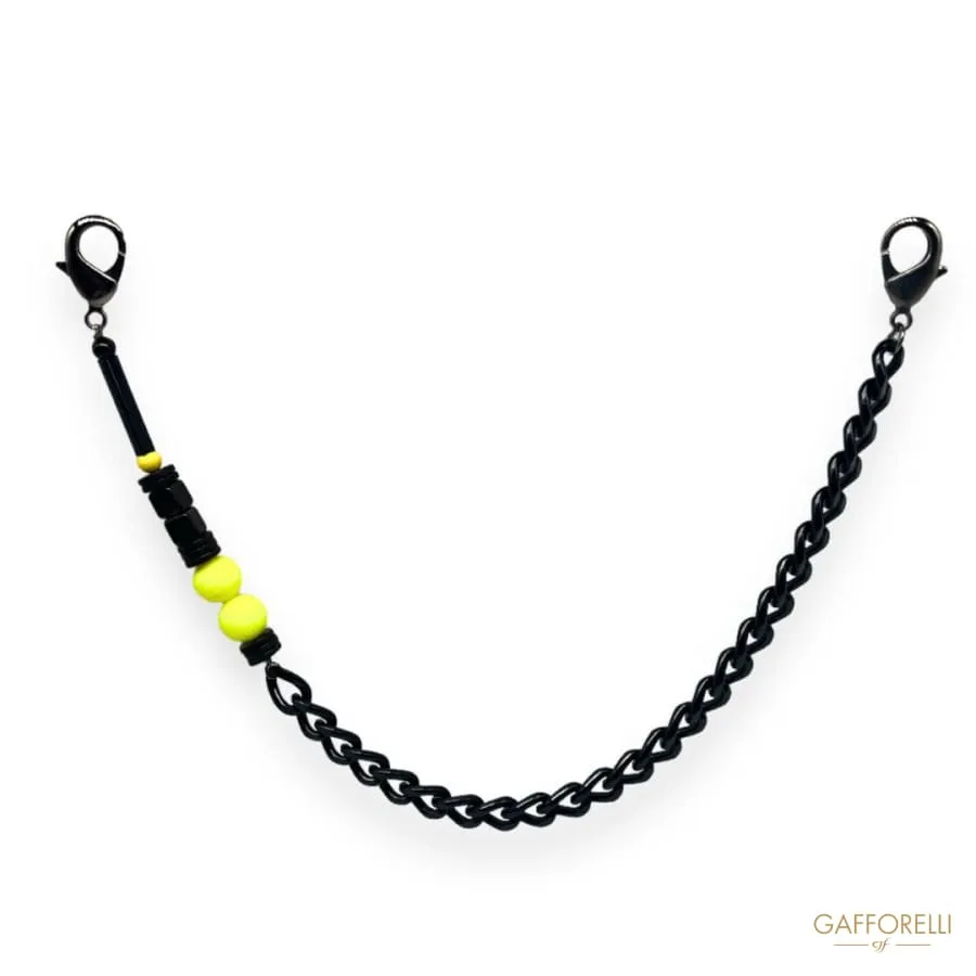 Men's Black and Fluorescent Yellow Chain for Trousers- Art. U533- Gafforelli Srl