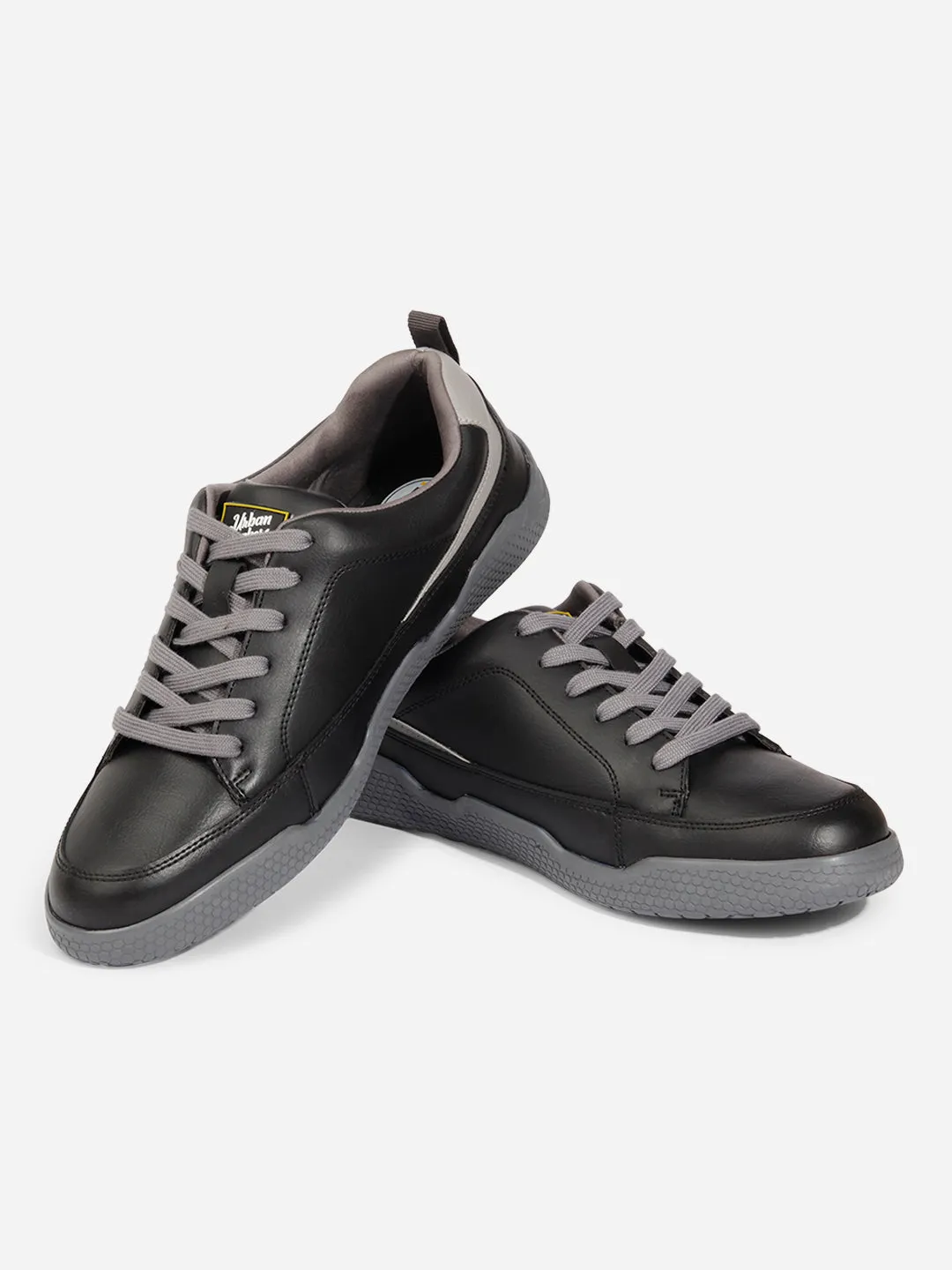 Men's Black Textured Leather Sneaker (ID3096)