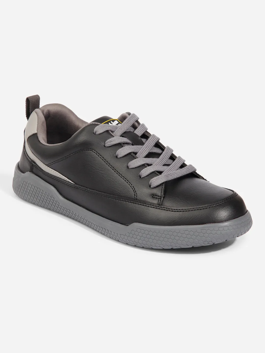 Men's Black Textured Leather Sneaker (ID3096)