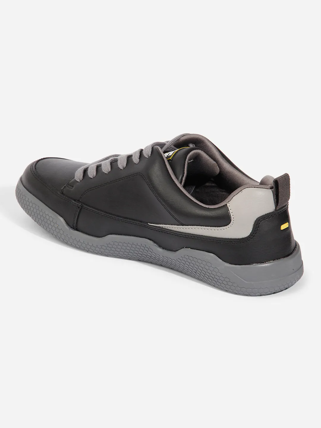 Men's Black Textured Leather Sneaker (ID3096)