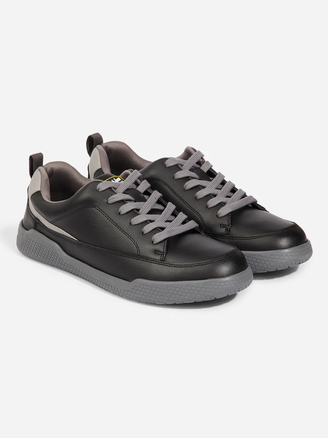 Men's Black Textured Leather Sneaker (ID3096)