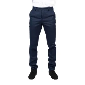 Mens Navy Blue Suit Trousers Birdseye Suit Wedding Prom Formal Smart Classic