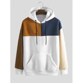 Mens Patchwork Contrast Color Hoodies